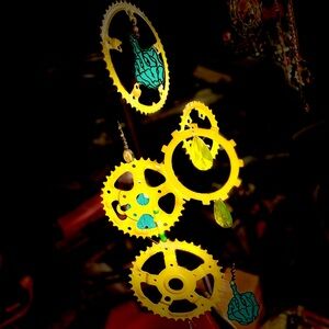 Lime green sprocket windchime
